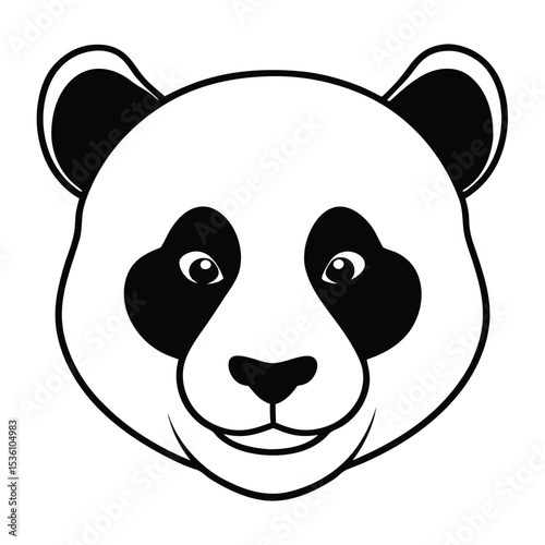 Stylized panda head is displayed with black and white contrasts in bold lines