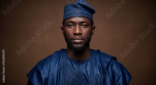 Portrait of a Man in Traditional African Attire