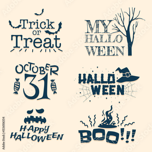 Happy Halloween poster monotone, Trick or Treat banner.