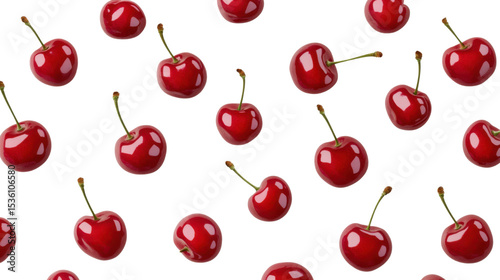 seamless pattern with cherries on white background
