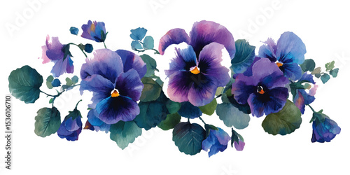 Colorful arrangement of tulips and pansies for spring celebration and floral decoration. Transparent PNG available. PNG set of pansy isolate on transparent and white background