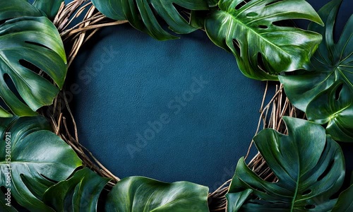 frame of green leaves