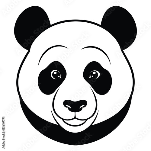 Charming panda head features black ear spots and round smiling face makes it lovely
