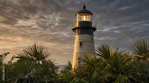 lighthouse on the coast.St. Augustine Lighthouse at Twilight: A Historic Beacon on the Florida Coast