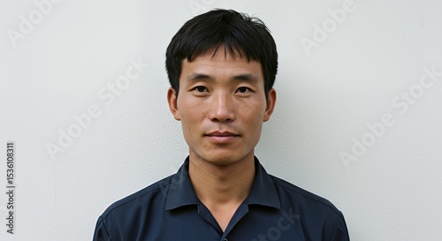 Portrait of a Man Against a White Wall