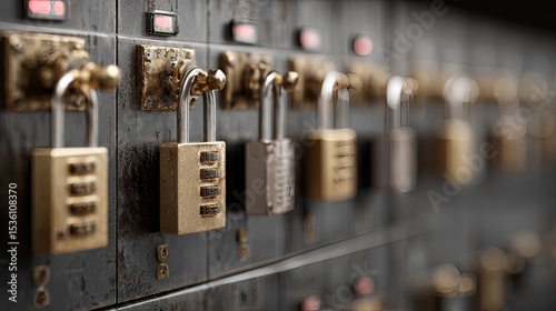 secure login padlocks and encrypted data panels.