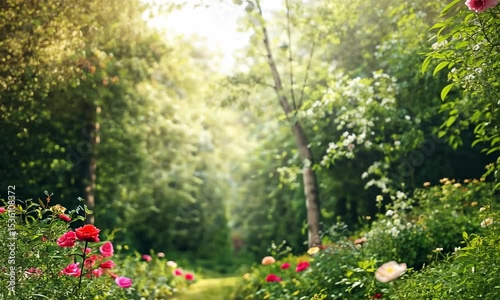 summer garden with flowers