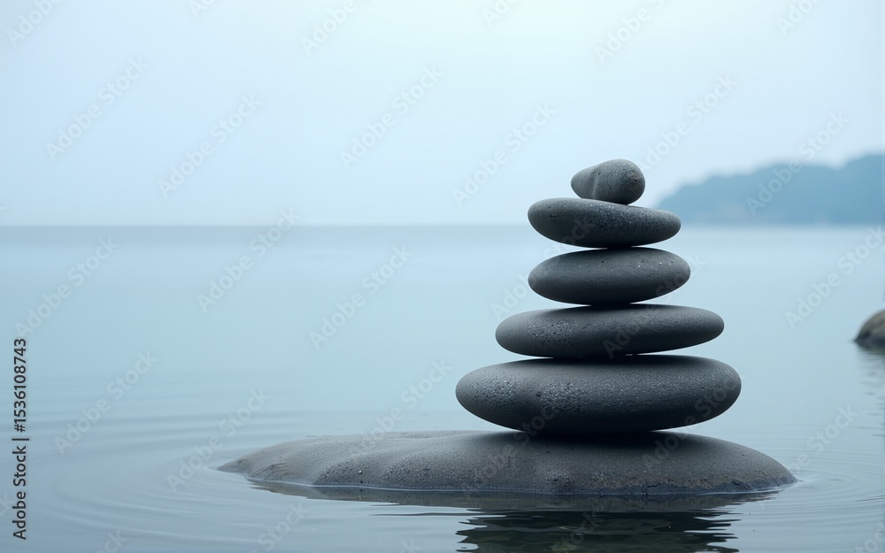 Concept of harmony and balance. Balance stones against the sea. High quality Concept of harmony and balance. Balance stones against the sea. High quality