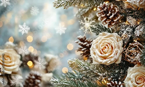 christmas background with pine cones