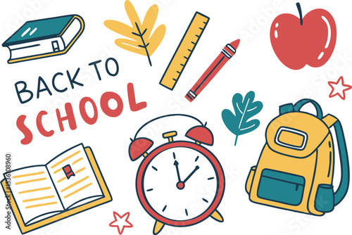 Back to School Essentials illustration collection. Colorful Back to School Essentials design set. Back to School Essentials icons and elements. Back to School Essentials themed artwork
