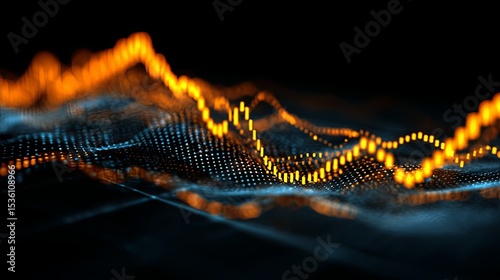 stock exchange graph with glowing data lines.