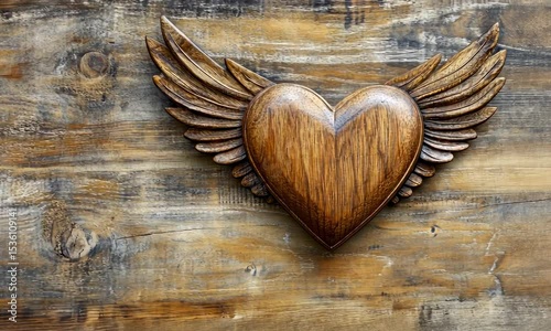 wooden heart with wings