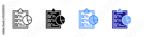 Report Multiple Style Icon Set Vector 