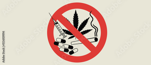 Say No to Drugs Marijuana, Syringe, Pills, Cigarette Graphic