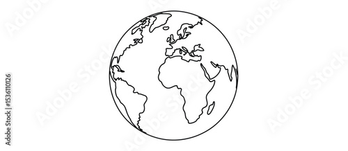 Simple Line Drawing of the Earth Globe