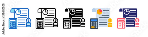 Expense Report Multiple Style Icon Set Collection.