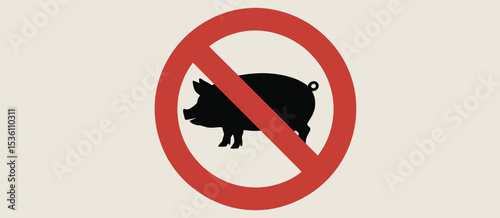No Pigs Allowed Sign Red Circle Silhouette Illustration