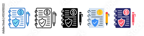 Insurance Policy Multiple Style Icon Set Collection.