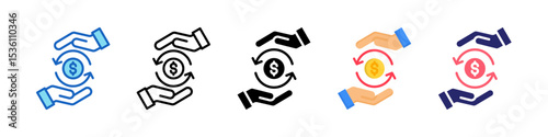 Cash Flow Multiple Style Icon Set Collection.