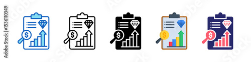 Business Valuation Multiple Style Icon Set Collection.