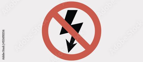 No Electricity Symbol Red Circle Warning Sign
