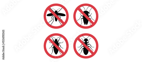 Pest Control No Insects Sign Icons Set