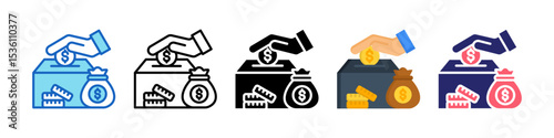 Cash Reserve Multiple Style Icon Set Collection.