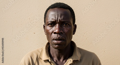 Portrait of a Man Against a Beige Wall
