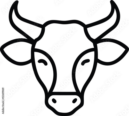 A simple black outline cow head shows a minimalist livestock animal representation