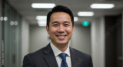 Portrait of a Smiling Asian Man in Business Attire