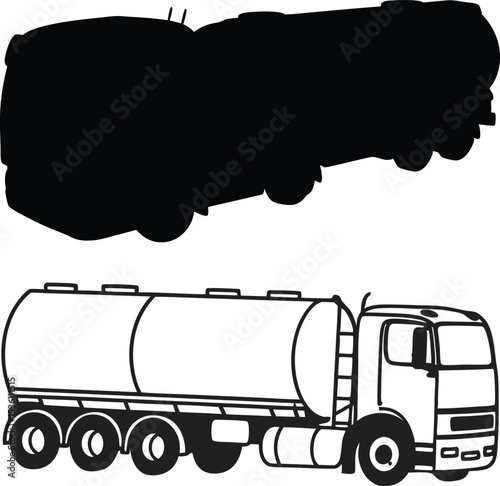 tank truck silhouettes on white background.