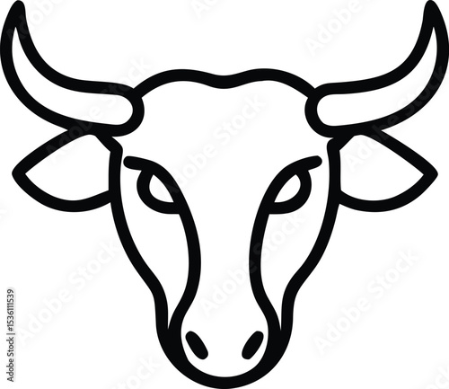 Black outline illustrates a strong bull head with horns on a white backdrop