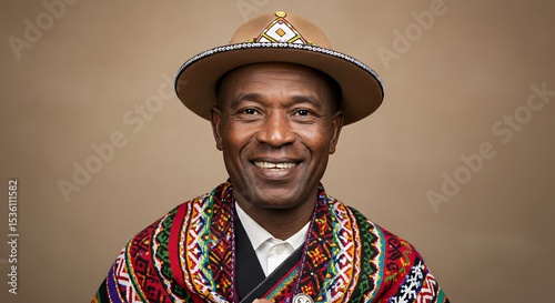 Portrait of a Man in Traditional Andean Attire