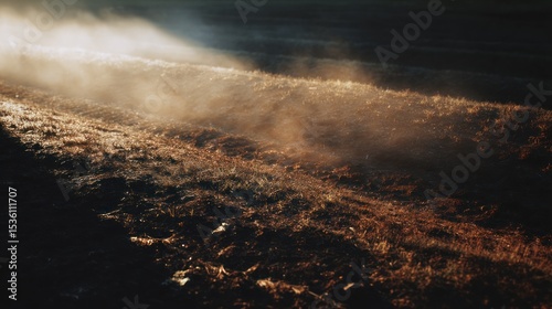 Misty field dawn