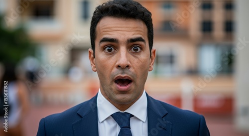 Astonished Man in Suit, Outdoor Portrait