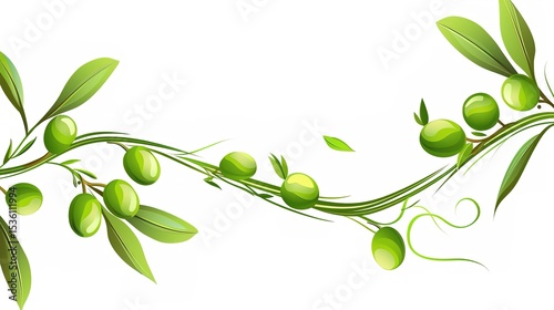 An olive branch adorned with lush green leaves is beautifully isolated on a clean white background, a symbol of peace and tranquility created by generative AI. The fresh and vibrant leaves enhance the
