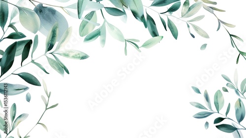 An olive branch adorned with lush green leaves is beautifully isolated on a clean white background, a symbol of peace and tranquility created by generative AI. The fresh and vibrant leaves enhance the