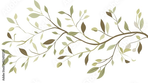 An olive branch adorned with lush green leaves is beautifully isolated on a clean white background, a symbol of peace and tranquility created by generative AI. The fresh and vibrant leaves enhance the