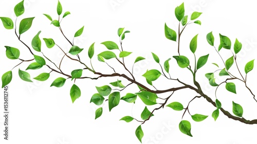 An olive branch adorned with lush green leaves is beautifully isolated on a clean white background, a symbol of peace and tranquility created by generative AI. The fresh and vibrant leaves enhance the