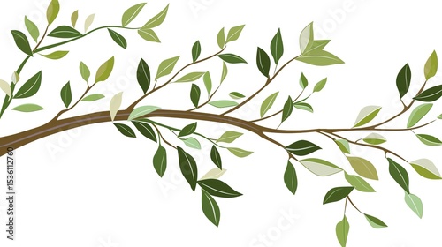An olive branch adorned with lush green leaves is beautifully isolated on a clean white background, a symbol of peace and tranquility created by generative AI. The fresh and vibrant leaves enhance the
