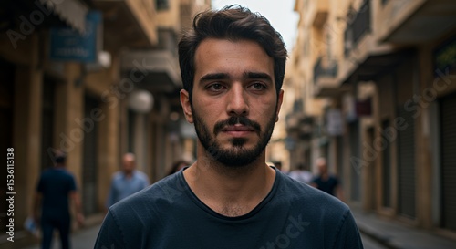 Young Man in City Street, Portrait Photography
