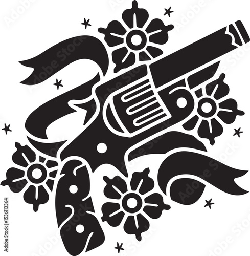 Gun artwork style monochrome