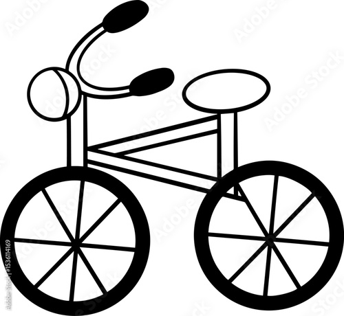Bicycle line drawing illustration clip art on transparent background