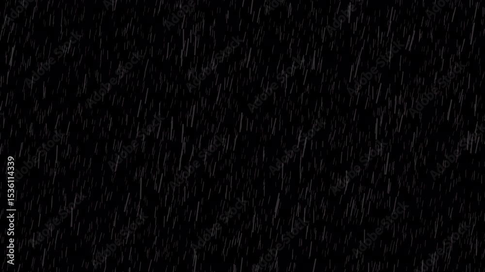       Rain raining motion. heavy rain wall falling in front of the camera against black screen. Raindrops splashing. Rain closeup  insert. practical seamlessly loop able footage

