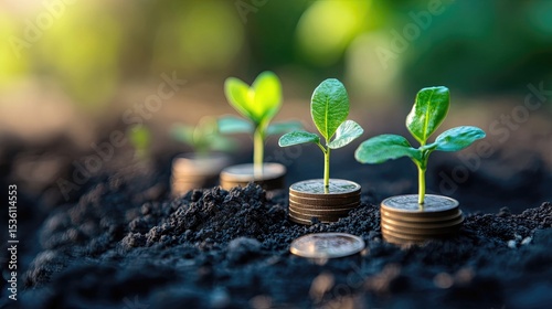 Financial Growth Sprout Coins Investment Future Savings Success Wealth Planting Earning Income