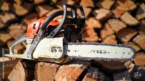 chainsaw on tree