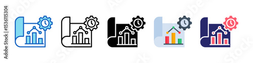 Project Management Multiple Style Icon Set Collection.