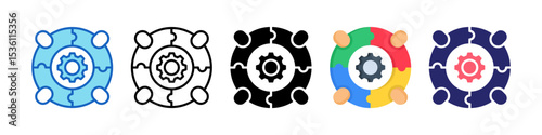 Team Collaboration Multiple Style Icon Set Collection.