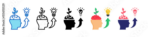 Personal Growth Multiple Style Icon Set Collection.
