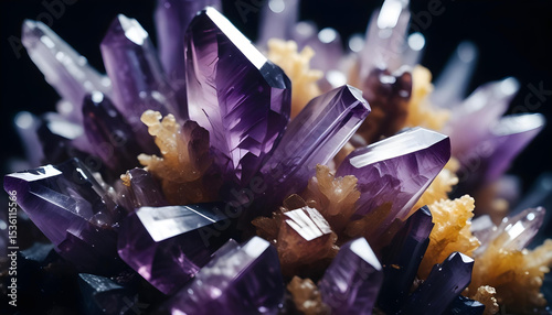 A captivating close-up of a deep purple amethyst crystal, showcasing its intricate facets and natural beauty.